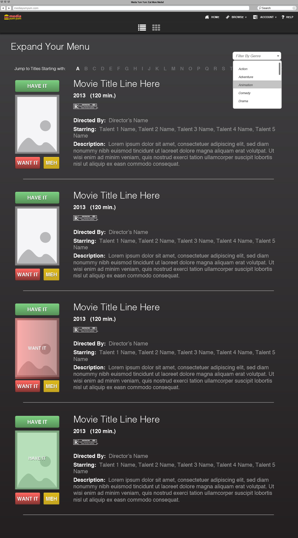 Media Yum Yum Add Content Page Wireframe Image