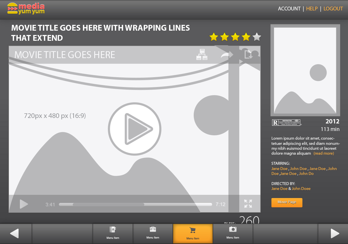 Media Yum Yum Viewing Interface Wireframe Image