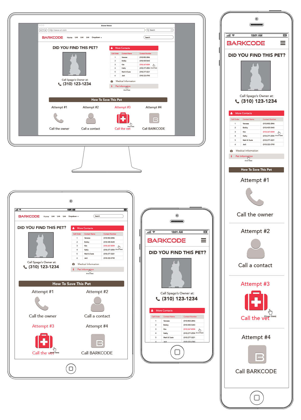 Barkcode Pet Profile Iteration Wireframe Image