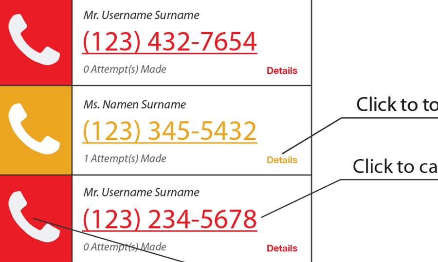 Mobile Optimized Call List Wireframe Thumbnail