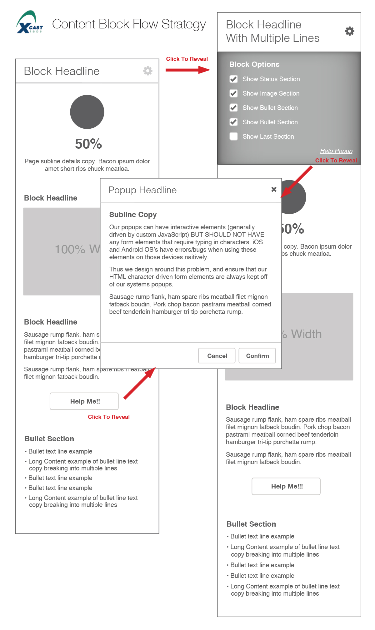 XCast Content Block Flow Wireframe Image