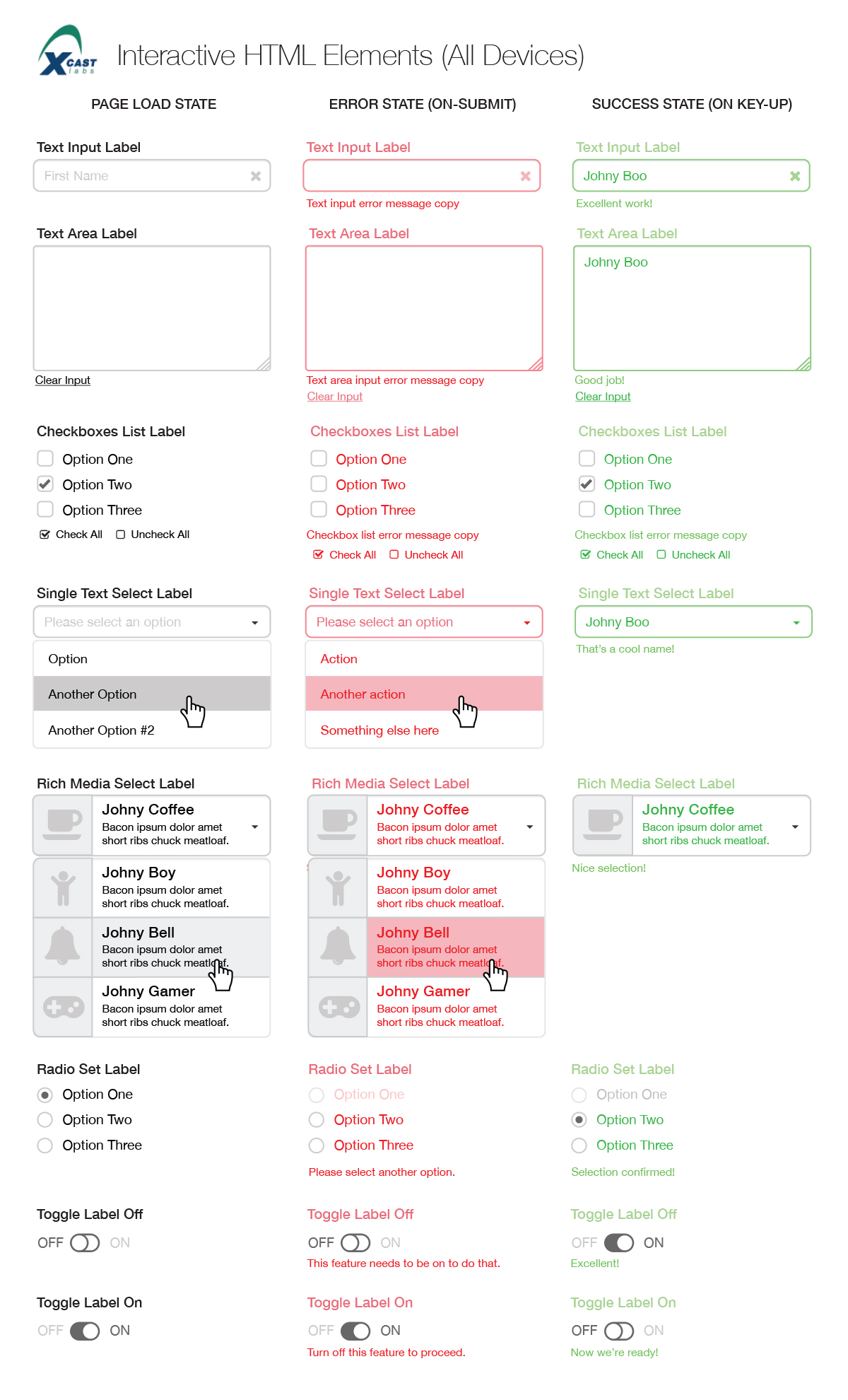XCast Form States Wireframe Image